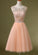 Peach beaded homecoming Homecoming Dresses Leslie dress, See through homecoming dress CD10355