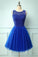 Short Kaya Royal Blue Homecoming Dresses Lace Dress With Sleeveless CD11222