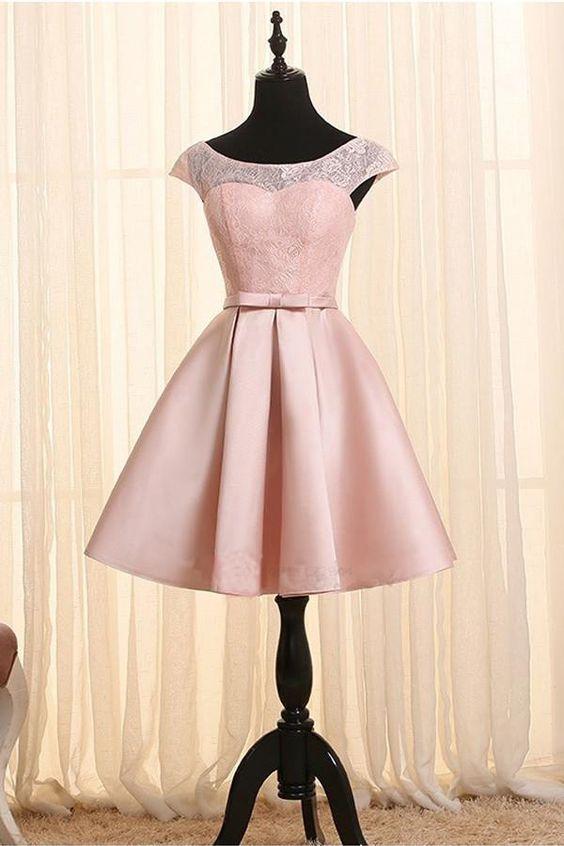 Scoop Lace Ayana Homecoming Dresses Neck Cap Sleeves CD1142