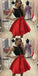 Kassandra Homecoming Dresses Elegant Black Top Dress Red Short CD1148