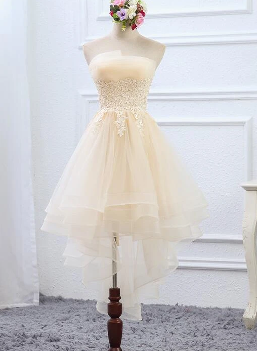 Light Champagne High Low Tulle Homecoming Dresses Marlee Layers CD11644