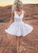 Cute V Homecoming Dresses Liliana Lace Neck Short White CD11741