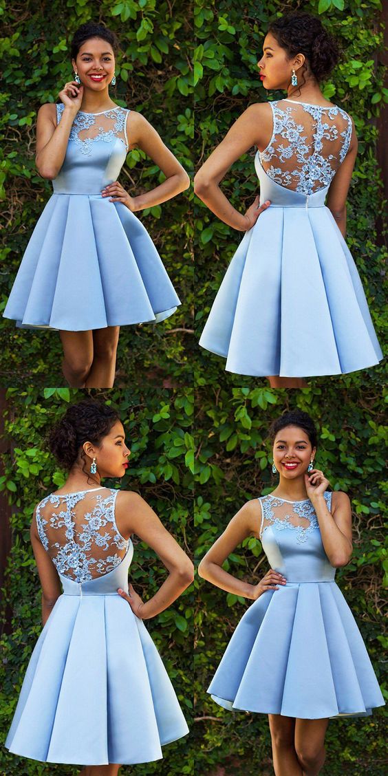 Sky Nia Blue Homecoming Dresses , Lace , Sexy CD11756