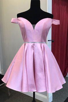 Beaded Waist Off The Elsie Homecoming Dresses Pink Shoulder CD11793