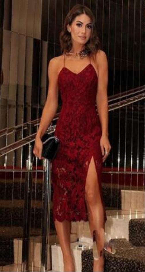homecoming dresses, Alyson Lace , Sexy Burgundy Lace Homecoming Dresses CD1197