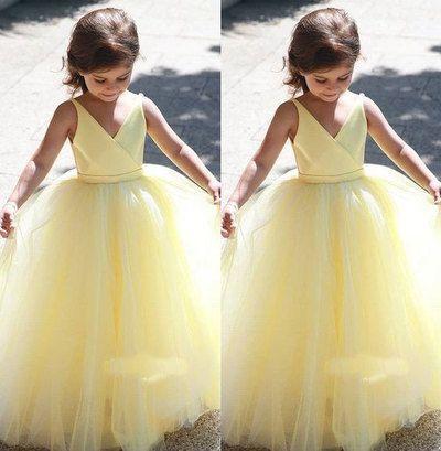 V Neck Yellow Flower Joanna Homecoming Dresses Girl Dresses CD12108
