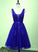 Homecoming Dresses Lace Ariana Lovely Blue V-Neckline Applique CD12263