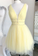 YELLOW V NECK TULLE SEQUIN SHORT Felicity Homecoming Dresses CD12966