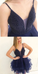 Navy Blue Formal Graduation Carley Homecoming Dresses With Beadings CD13093