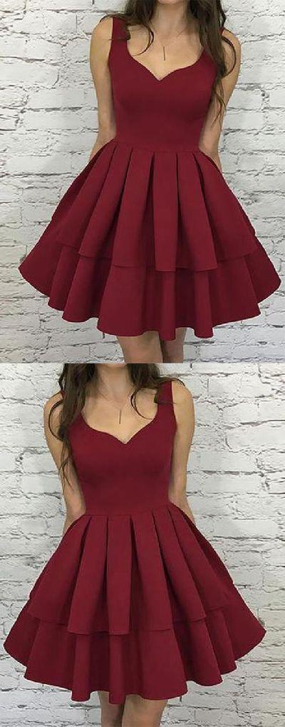 Excellent Simple, Homecoming Dresses Caitlyn Short, Burgundy CD138