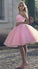 Beaded Magdalena Pink Homecoming Dresses Lace Sweetheart Tulle Short CD14051