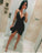 A-Line Nathalia Homecoming Dresses V Neck Black Short CD14248