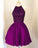Grape A-Line Beaded Halter Kinley Homecoming Dresses Satin CD15612