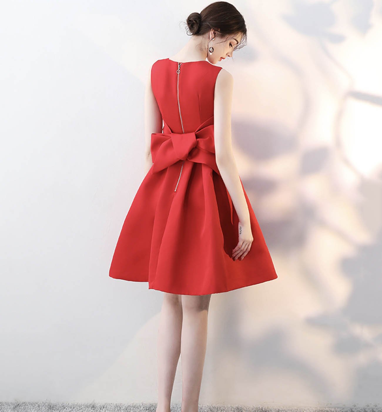 RED SATIN Homecoming Dresses Leslie SHORT CUTE PARTY DRESS CD16184