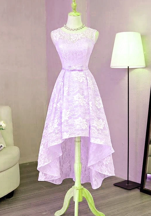 Beautiful Lavender Lace High Low Dress 2024, Short Homecoming Dresses Formal Giuliana Dress CD17200