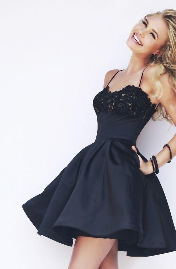 Short Spaghetti Strap A-Line With Pockets Homecoming Dresses Linda CD1757