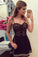 Black Sweetheart Aiyana Homecoming Dresses Spaghetti Hollow Short Dress CD1758