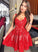 Red Kristina lace short Homecoming Dresses homecoming dress, homecoming dress CD1873