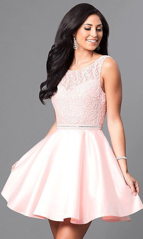 Cheap Short Party Michelle Homecoming Dresses Lace Dress With Bodice CD1975