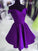 Purple Off Homecoming Dresses Hope Satin Shoulder Short Cute CD19924