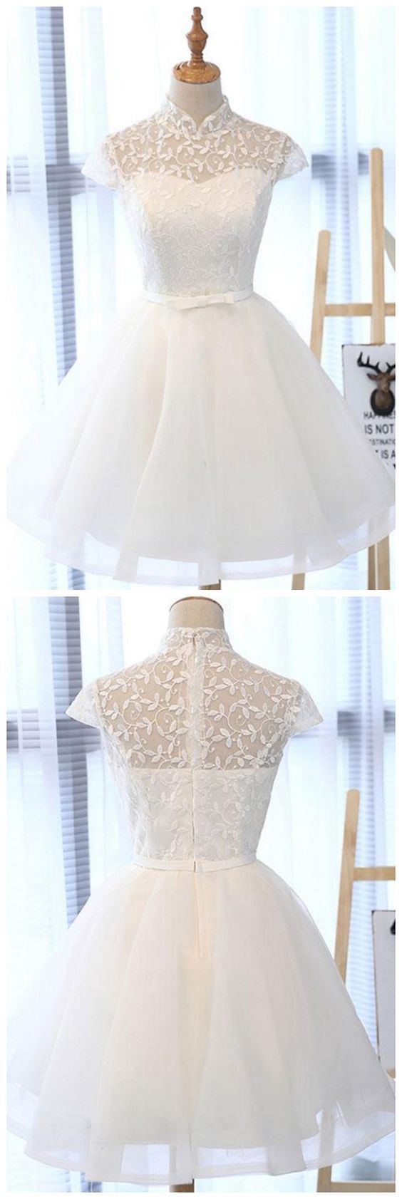 White Short Dress White Lace Homecoming Dresses Jillian CD2056