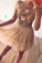 Champagne Tulle Beads Short Dress Maci Homecoming Dresses Champagne CD2057