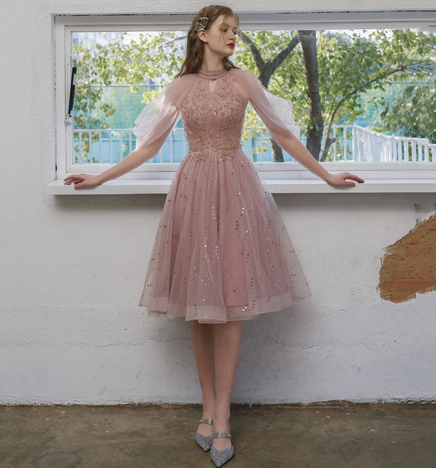 Toni Homecoming Dresses PINK TULLE BEADS SHORT PARTY DRESS CD20774