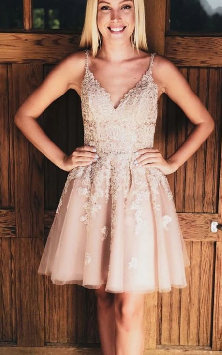 Short Dress Pink Janice Satin Homecoming Dresses CD2230