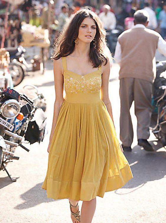 Yellow , Homecoming Dresses Boho , Knee Length Arely CD2263