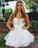 White Round Homecoming Dresses Marissa Neck Tulle Beads Short CD22806