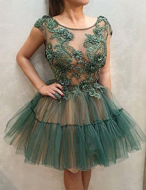 Short Round Neck Appliques Moira Homecoming Dresses Party Dresses CD22869