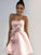 A-Line Strapless Satin Homecoming Dresses Cherish Pink With Bowknot CD22982