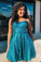 Cute Teal Sequined Short With Cross Back Homecoming Dresses Kenley CD23279