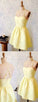 A-Line Spaghetti Straps Homecoming Dresses Satin Heather Short Yellow CD23412