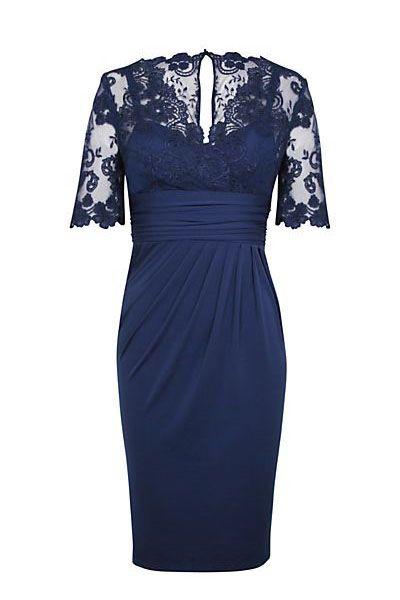 Eleagnt Short Sleeves Empire Navy Ashly Homecoming Dresses Blue Short Mother Of The Bride CD23434