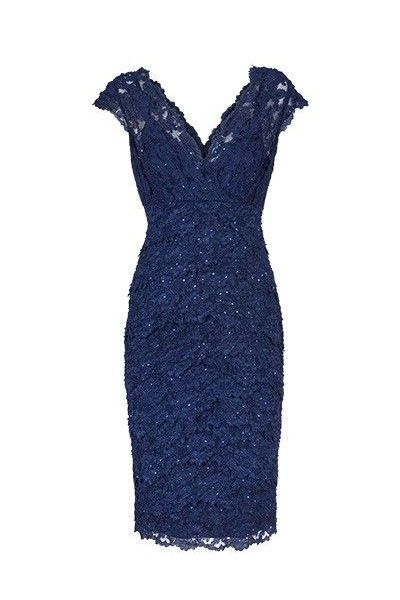 Sexy Homecoming Dresses Lace Jamie V Neck Navy Blue Short Mother Of The Bride Dress CD23435