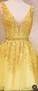 Cute Yellow Short Autumn Homecoming Dresses Lace Tulle Dresses CD2358