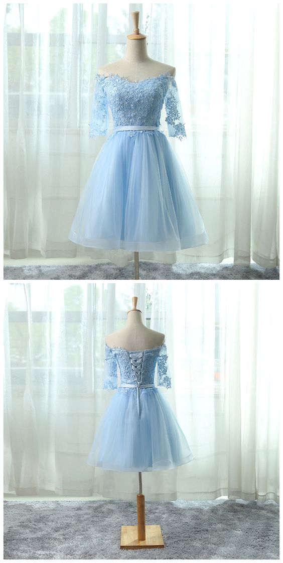 Elegant Quinn , A-line , Homecoming Dresses Light Blue CD2412