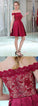 Short Slash Neck Burgundy With Lace Amirah Homecoming Dresses CD24240