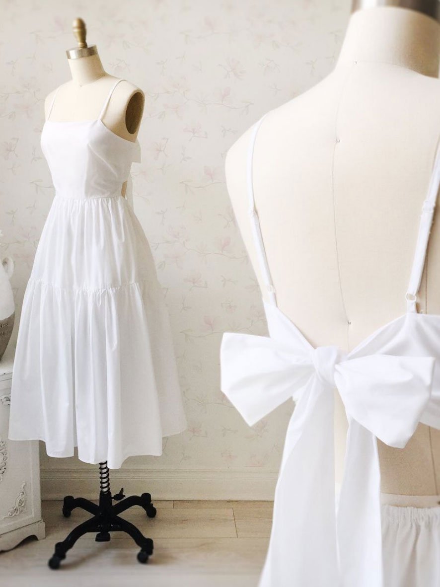 Homecoming Dresses Cassandra Simple White Backless Short White CD24304