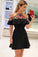 A-Line V-Neck Homecoming Dresses Pat Black Short CD2431