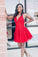 A-Line Red Appliques Homecoming Dresses Laila Lace Short CD24383