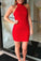 High Neck Red Tight Mini Homecoming Dresses Melody CD24697
