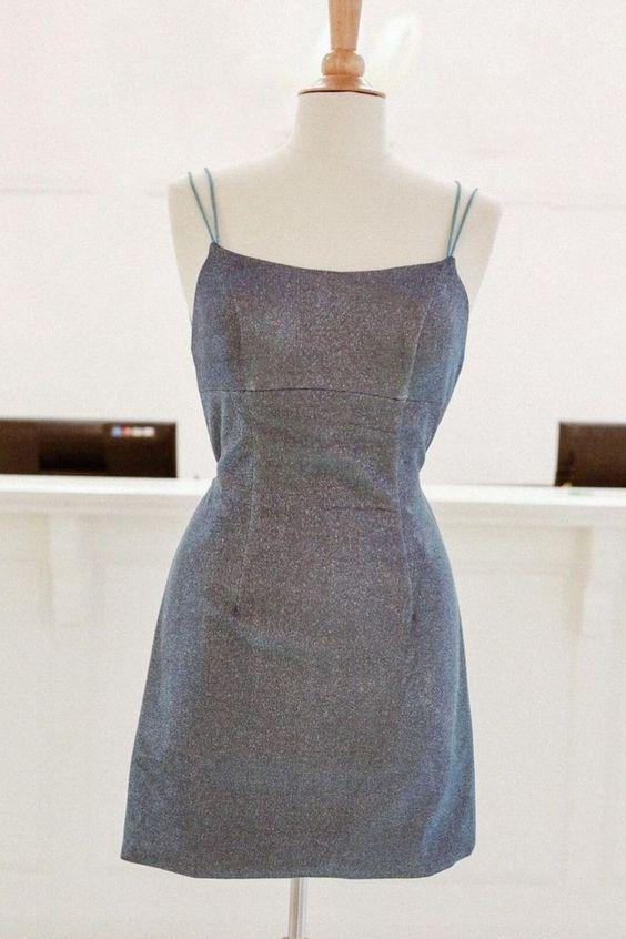 Tight Grey Short With Double Homecoming Dresses Claudia Straps CD24699
