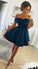 Short V-Neck Off Satin Homecoming Dresses Jayleen Shoulder CD2517