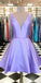 Simple Abbey Homecoming Dresses Satin Short Dress Lavender CD2649