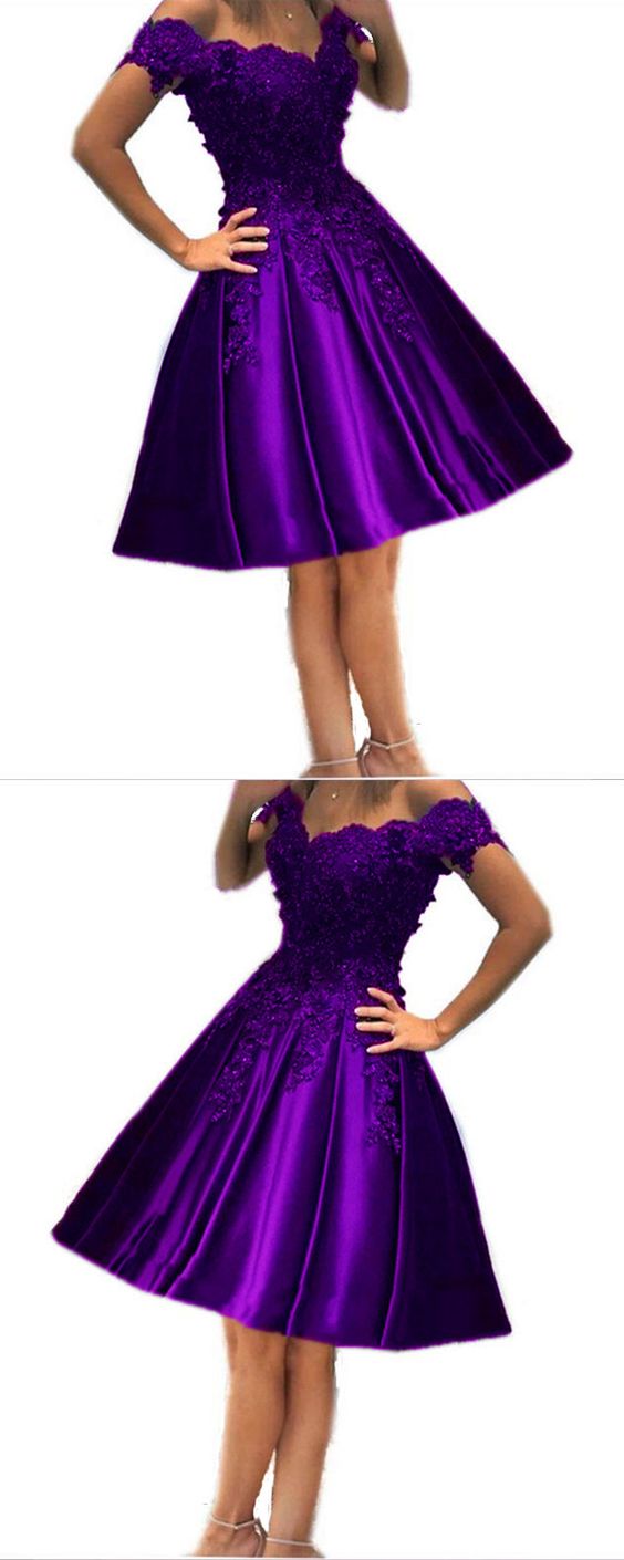 Elegant Purple Lace Zara Homecoming Dresses Appliques Beaded Short CD2722