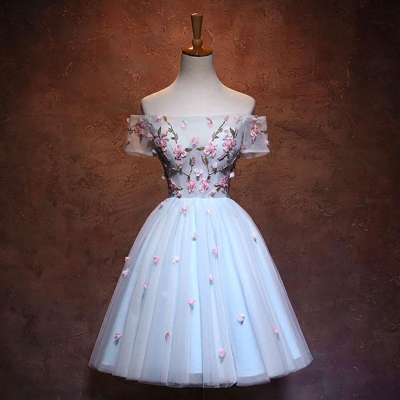CUTE TULLE APPLIQUE Homecoming Dresses Estrella SHORT DRESS CD3010