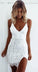 A-Line Spaghetti Straps Dania Homecoming Dresses Lace White CD3089