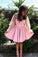 Stars Long Sleeves Pink Homecoming Dresses Johanna Tulle Short CD3141